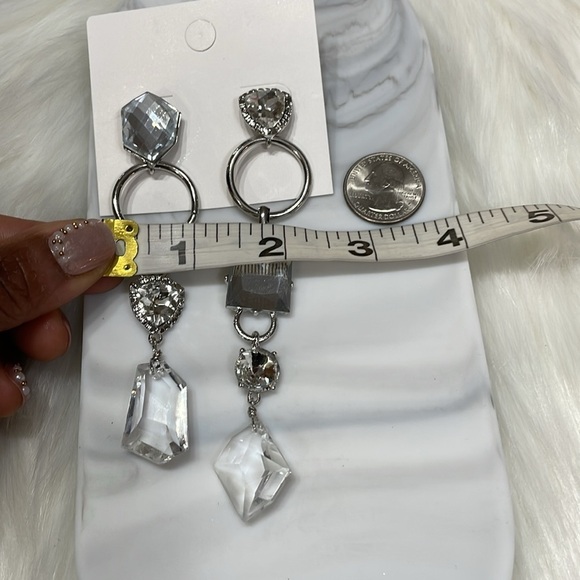 Zara Crystal Silver Dangle Earrings - Picture 9 of 12